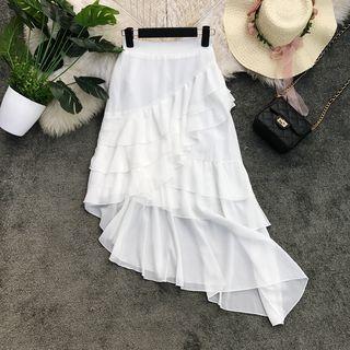 Layered Asymmetric Chiffon Skirt