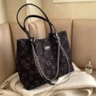 Chain Strap Linen Tote Bag