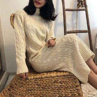 High Neck Cable Knit Dress