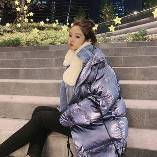 Denim Panel Metallic Padded Jacket