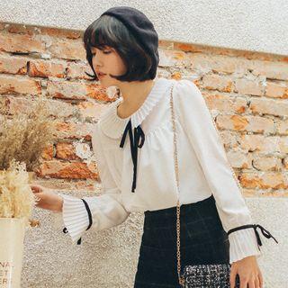 Accordion Pleated Collar Chiffon Blouse