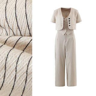 Short-sleeve Jacket / Camisole Top / Wide-leg Pants