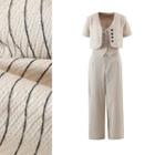Short-sleeve Jacket / Camisole Top / Wide-leg Pants