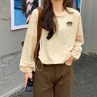 Bread Embroidered Puff-sleeve T-shirt