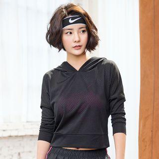 Cutout Back Perforated Hooded Sports Top