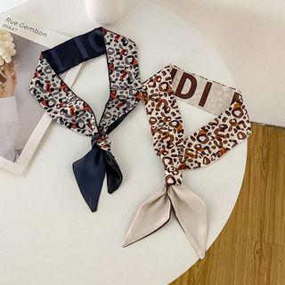 Lettering Leopard Print Narrow Scarf Hair Tie