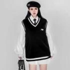 Heart Embroidered Sweater Vest Black - One Size