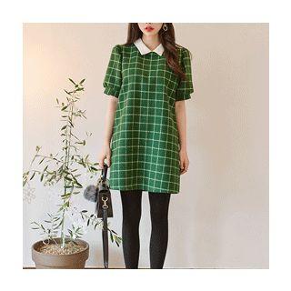 Contrast-trim Checked Minidress