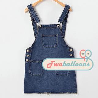 Fray-hem Denim Jumper Dress