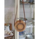 Woven Rattan Round Cross Bag Brown - One Size
