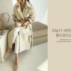 Flap-detail Trench Coat With Belt Light Beige - One Size