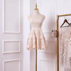 Sleeveless Lace Trim A-line Mini Dress