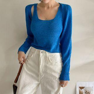 Set: Open-front Knit Bolero + Tank Top