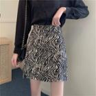 Plain Shirt / Zebra Print Skirt