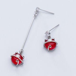 925 Sterling Silver Non-matching Pig Dangle Earring 1 Pair - Earring - One Size