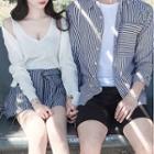 Couple Matching Striped Shirt / A-line Mini Skirt