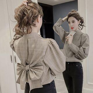 Ribbon-back Plaid Shirt