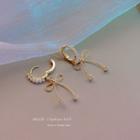 Bow Faux Pearl Rhinestone Alloy Dangle Earring 1 Pair - E5077 - Gold & White - One Size