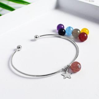 Faux Crystal Bead Star Sterling Silver Bracelet