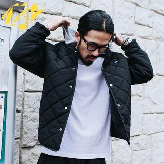 Mock Two-piece Argyle Hooded Jacket