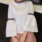 Bell-sleeve Stand-collar Top