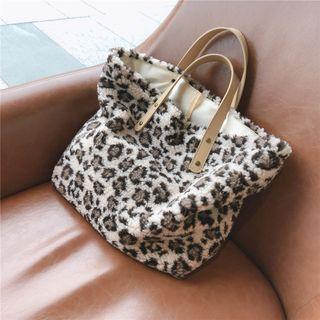 Leopard Print Fluffy Tote Bag