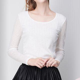 Long-sleeve Rib Knit Top