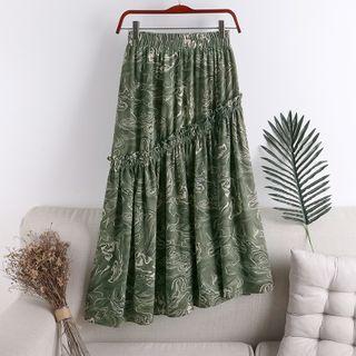 Printed Asymmetrical A-line Skirt