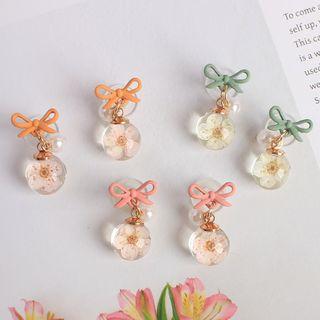 Dried Flower Bow Dangle Earring