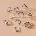 Set Of 10: Alloy Ring (assorted Designs) 8924 - 10 Pcs - Silver - One Size