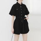 Elbow-sleeve Wide-leg Cargo Playsuit