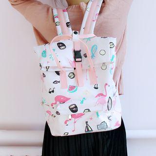 Flamingo Print Nylon Backpack