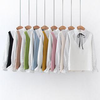 Mock Two-piece Bow Blouse