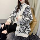 Button-up Argyle Cardigan
