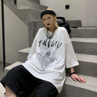 Couple Matching Short-sleeve Lettering Loose-fit T-shirt