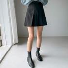 Tie-waist Pleat Wrap Miniskirt Cream - One Size