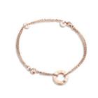 Fashion Simple Plated Rose Gold Love Geometric Round Cubic Zirconia 316l Stainless Steel Anklet Rose Gold - One Size