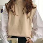 Mock Two-piece Crewneck Long-sleeve Top