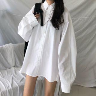 Lapel Plain Over-sized Dress