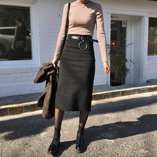 Midi Pencil Skirt With Belt