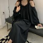 Puff-sleeve Cold Shoulder Maxi Dress