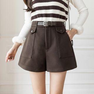 High-waist Chenille Wide-leg Shorts