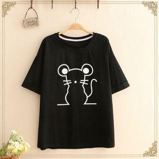 Mouse Print Short-sleeve Top