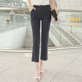 Straight-cut Linen Blend Pants