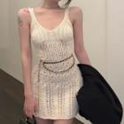 Sleeveless Mini Dress With Chain Belt Dress With Chain Belt - Off-white - One Size