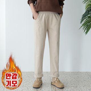 Waistband Fleece-lining Tapered Pants