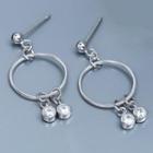 925 Sterling Silver Rhinestone Hoop Dangle Earring White Gold - One Size