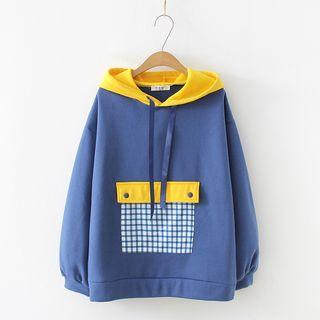 Plaid Panel Two-tone Hoodie