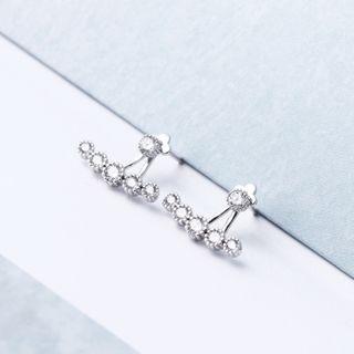 925 Sterling Silver Rhinestone Star Swing Earring 1 Pair - Silver - One Size