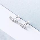 925 Sterling Silver Rhinestone Star Swing Earring 1 Pair - Silver - One Size